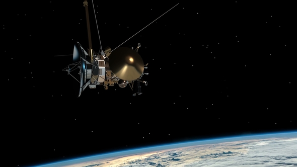 Satellite Similar with the Cassini Orbiting Planet Earth alt