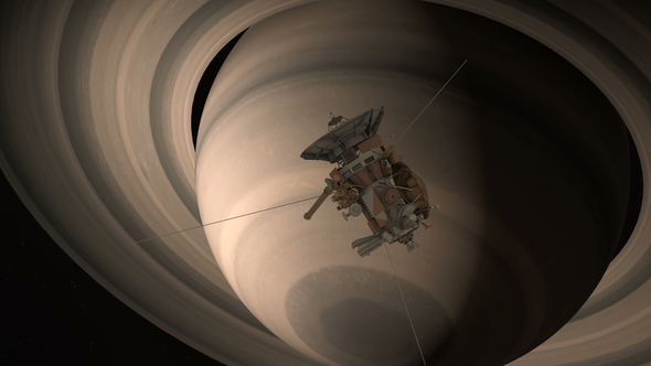 Satellite Cassini Is Approaching Saturn alt