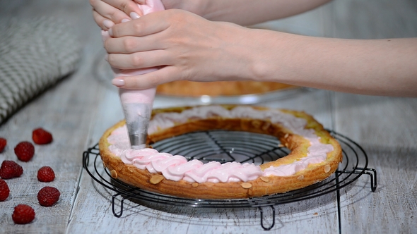 Preparation Homemade Choux Pastry Cake Paris Brest