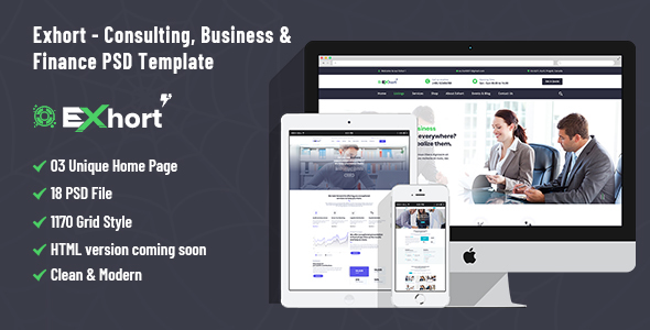 Exhort - Consulting, Business & Finance PSD Template