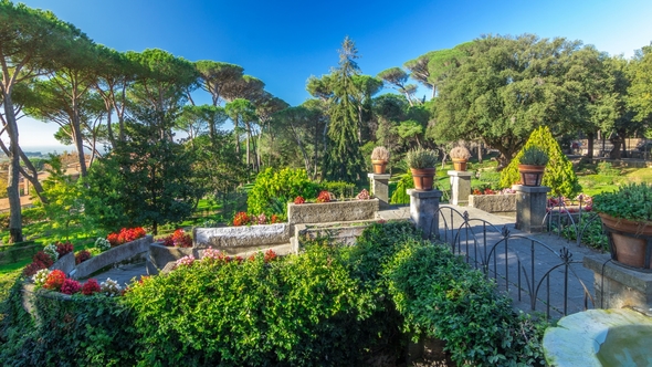 Villa Doria Pamphili Park in Beautiful Town of Albano Laziale  Hyperlapse, Italy