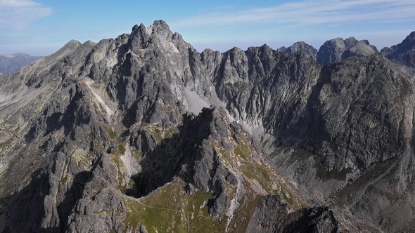 Flight Over Rocks in High Tatras Mountains