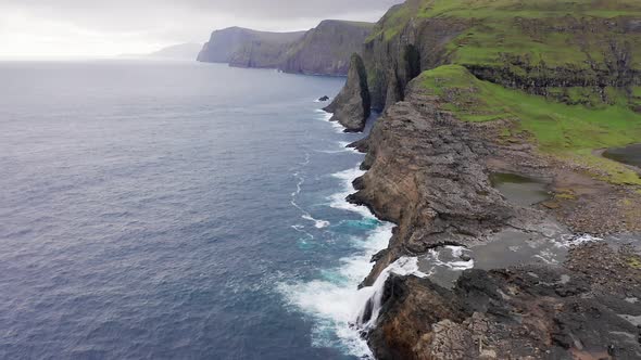 Aerial View of Rock Cliff in Faroe Islands