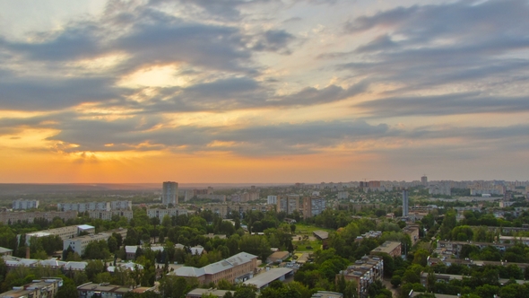 Kharkiv City From Above at Sunset Ukraine