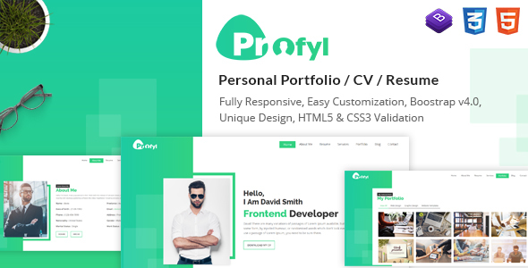 Profyl - Personal Vcard Resume HTML Template