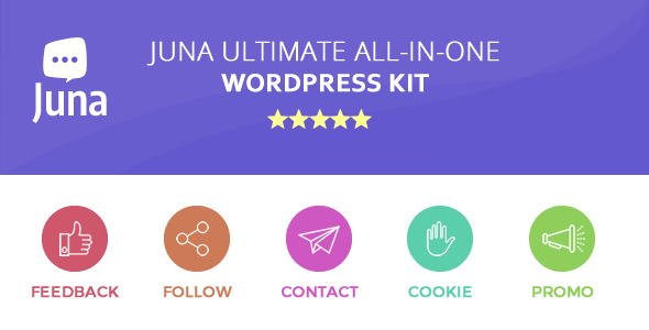 Juna Ultimate All-in-One, Feedback, Follow, Contact Form, Cookie, Promo Banner  Wordpress Kit