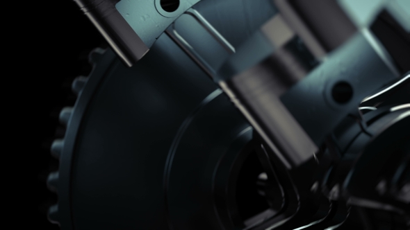 V8 Motor with Working Pistons and Crankshafts Inside Camera Fly Through alt