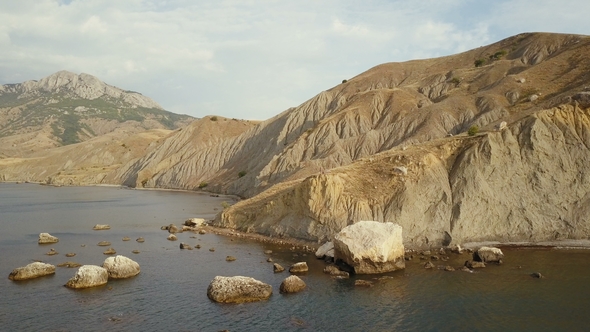 Drone Footage of Adventurous Female Camper Traveling and Camping in Beautiful Fox Bay in Crimea