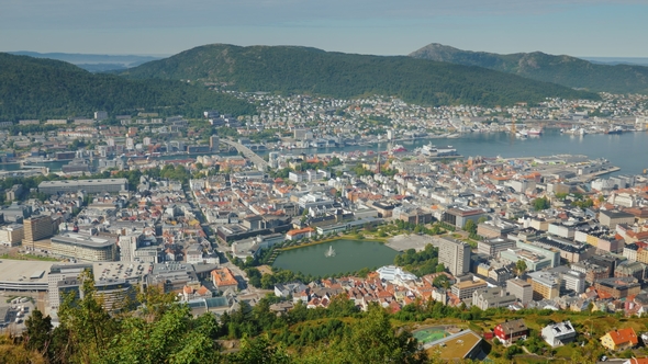 Top View of the City of Bergen in Norway