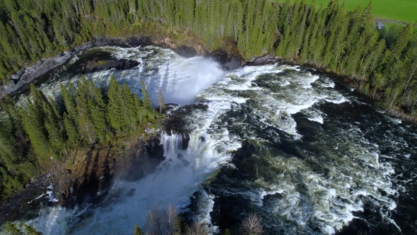 Ristafallet Waterfall in the Western Part of Jamtland