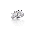 Emerald cut three stone trinity diamond engagement wedding ring - PhotoDune Item for Sale
