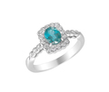 aquamarine center stone engagement ring with diamond halo - PhotoDune Item for Sale