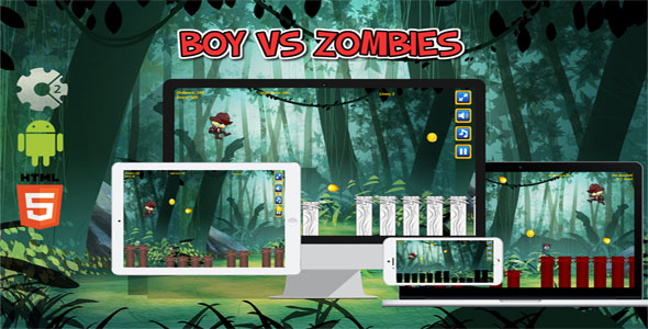 Boy vs Zombies - HTML5 Javascript game(Construct2 | Construct 3 both version included)