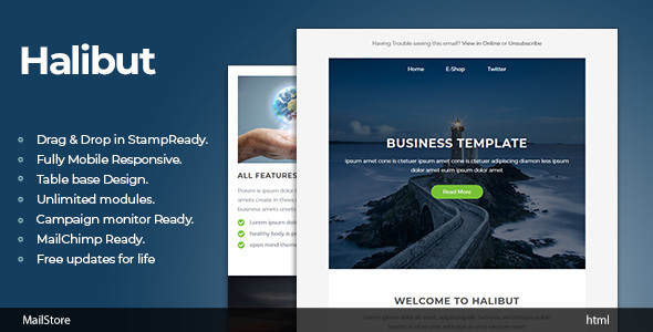 Halibut - Responsive Email Template with Stampready Builder