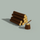 Low Poly Wooden Logs and Axe - 3DOcean Item for Sale