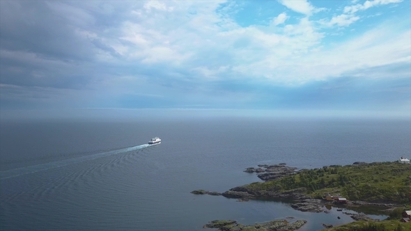 The Ferry Sails Across the Ocean