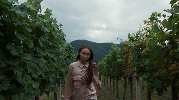 Running Girl in the Vineyard of Wachau Valley Austria