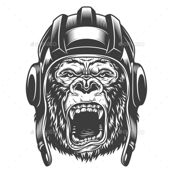 Angry Gorilla in Monochrome Style