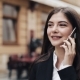 Gorgeous Young Business Woman Happily Talking on Her Phone, Walking, Laughs. Business Lifestyle - VideoHive Item for Sale