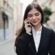 Gorgeous Young Business Woman Happily Talking on Her Phone, Walking, Laughs. Business Lifestyle - VideoHive Item for Sale
