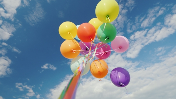 Many Multi-colored Balloons Aspire To the Sky