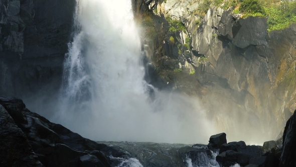 Mountain Waterfall in Siberia.