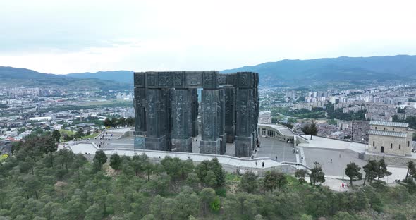 Tbilisi, Georgia - May 30 2022: Aerial view of Memorial History of Georgia