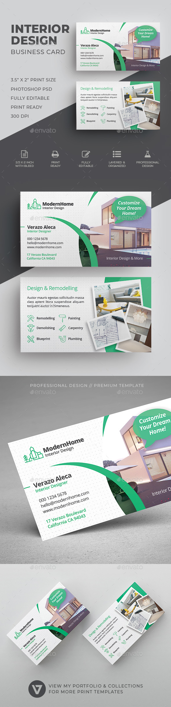 Download Interior Design Business Card Graphics Designs Templates PSD Mockup Templates