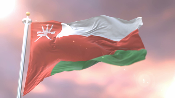 Oman Flag at Sunset