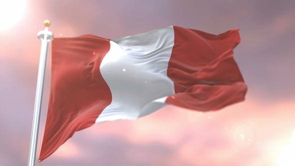 Flag of Peru at Sunset