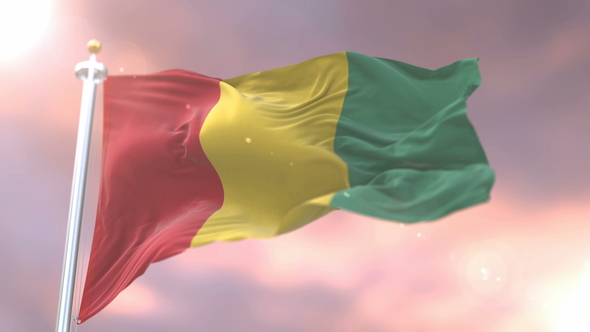 Flag of Guinea at Sunset