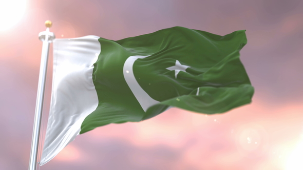 Flag of Pakistan at Sunset alt