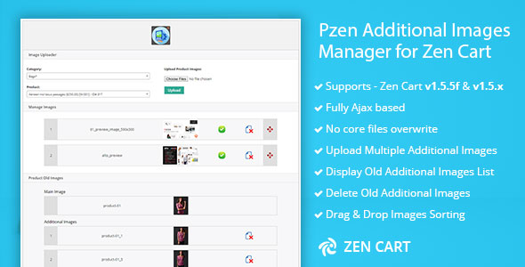 Pzen Additional Product Images Manager for Zen Cart