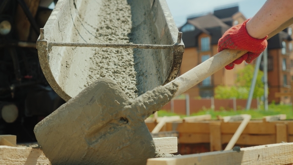 Pour Concrete From the Mixer Into the Formwork