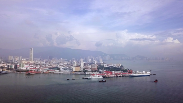 Aerial View of Georgetown on Penang Island, Malaysia