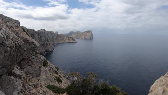 Time-lapse shot from Cap de Formentor and the bay  entering the sea.