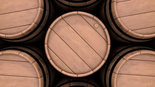 Winery Industry and Kegs with Old Aging Red Grape Wine Beer Brandy and Whiskey