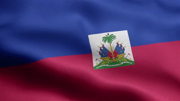 Haiti Flag Seamless Closeup Waving Animation