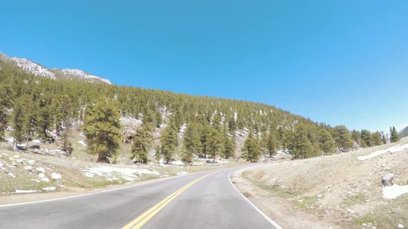 POV point of view -Driving through Rocky Mountain National Park in the Spring.