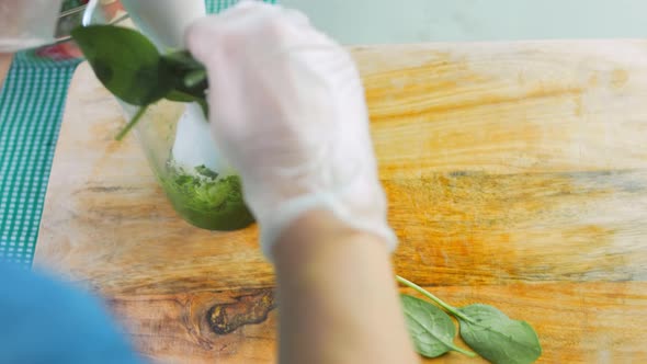 The Chef Blends the Spinach