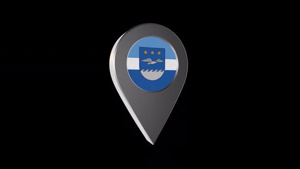 3d Animation Map Navigation Pointer With Flag Of  Jurmala (Latvia) With Alpha Channel - 2K