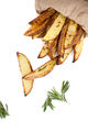 Slices of baked potato "country style" with rosemary on a white - PhotoDune Item for Sale