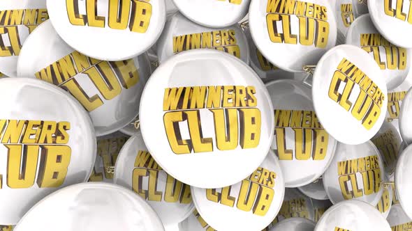 Winners Club Buttons Pins Join Exclusive Group Members Players 3d Animation