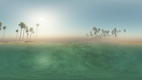 Aerial VR 360 Panorama of Tropical Island in Fog alt