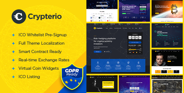 Crypterio – ICO Landing Page and Cryptocurrency WordPress Theme