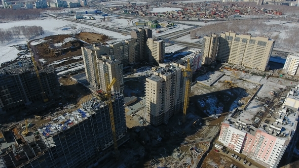 City Aerial, Bedroom Suburb Buildings, View From the Air