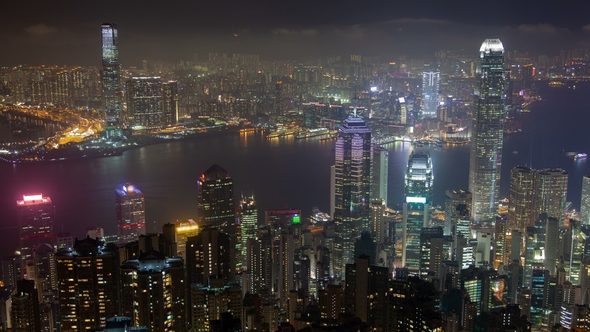 Sky View Hong Kong From Famous Peak at Night