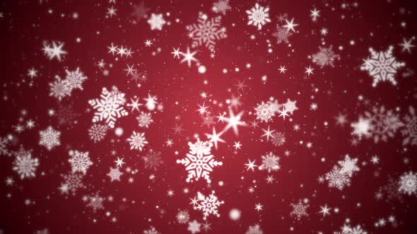 Beautiful Winter Snowflakes, Stars and Particles Motion Background