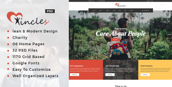 Incles : Charity PSD Template