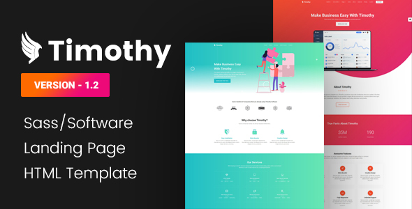 Timothy - Software Landing Page HTML Template